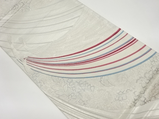 リサイクル　抽象孔雀模様織出し袋帯